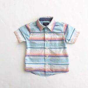 Oshkosh pastel stripe button down shirt EUC 2T